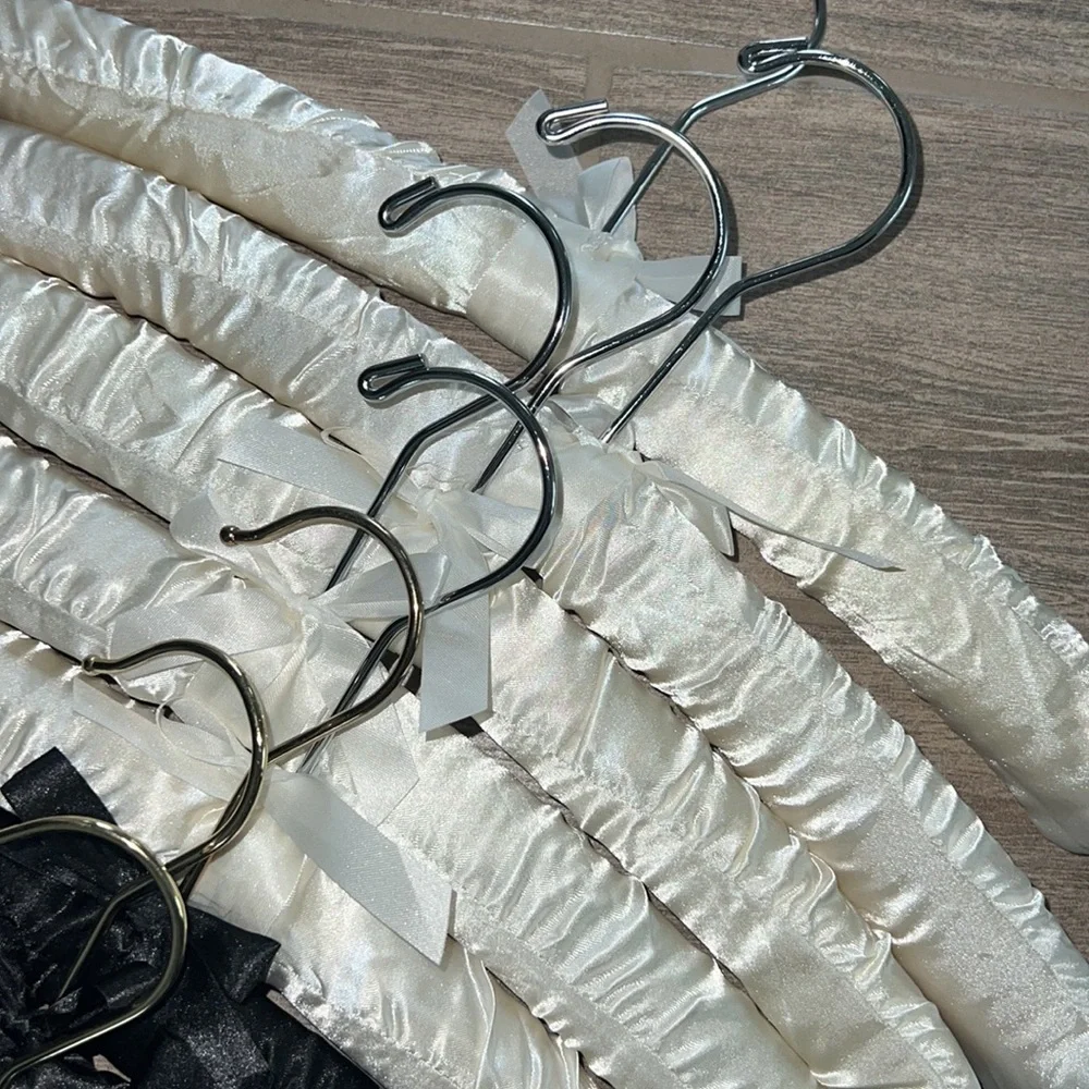 Homegoods White and Black Satin Hangers pack of 8